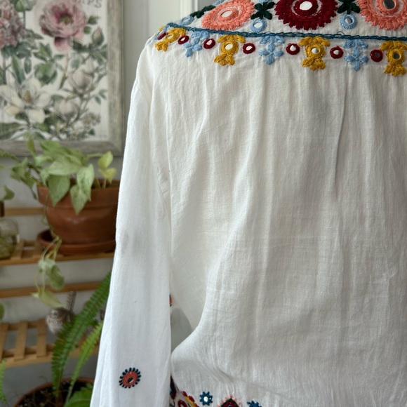 Zara embroidered blouse long sleeve size XS casual style - Picture 10 of 13